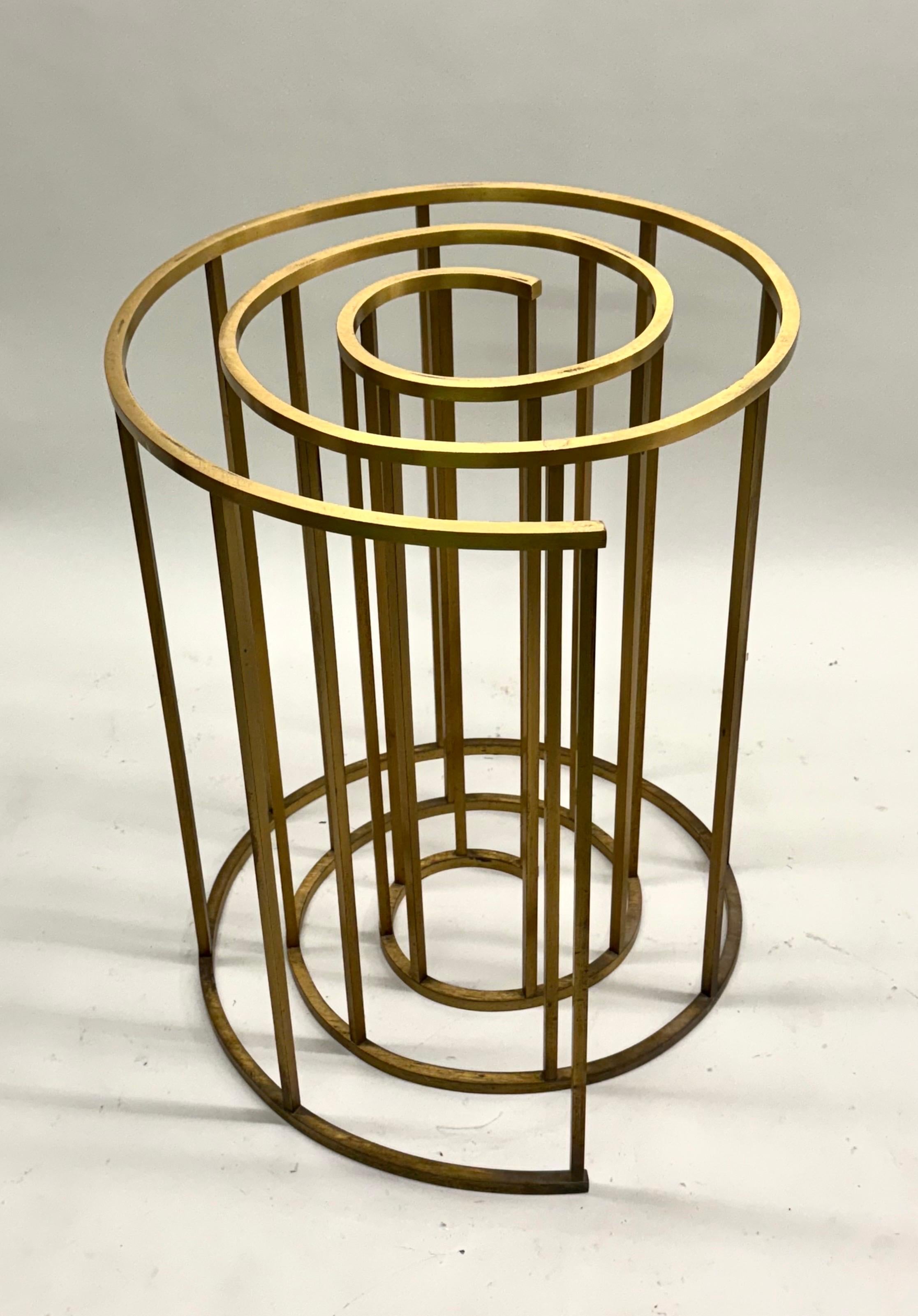 Italian Midcentury Spiral Brass Dining / CenterTable Base, Luciano Frigerio 1970 For Sale 7