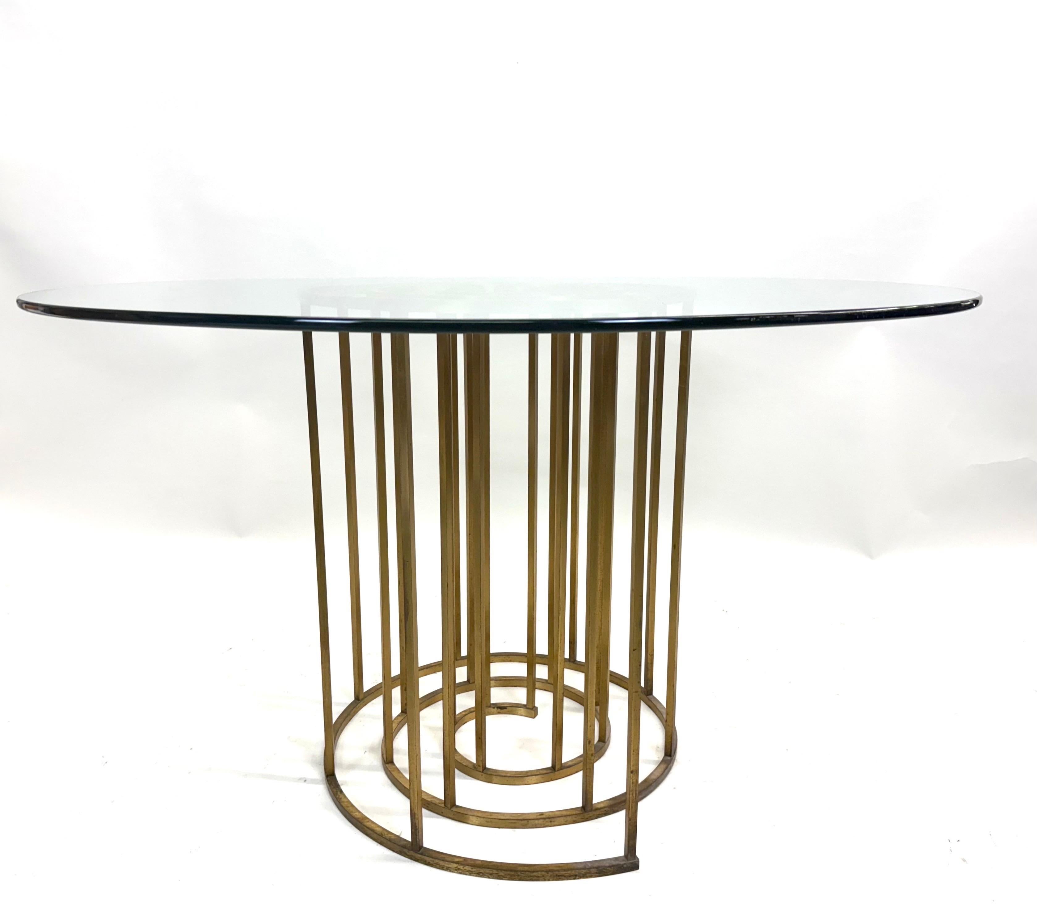 Hand-Crafted Italian Midcentury Spiral Brass Dining / CenterTable Base, Luciano Frigerio 1970 For Sale