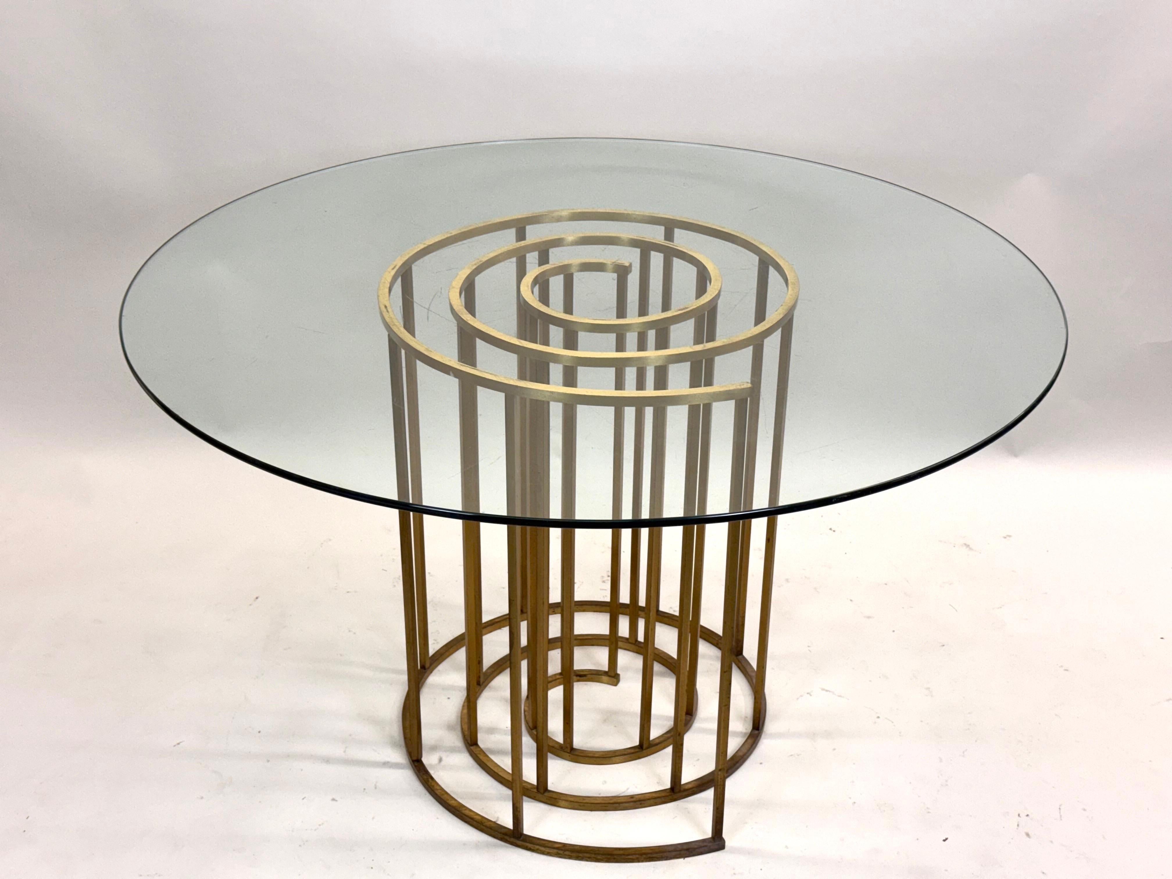 20th Century Italian Midcentury Spiral Brass Dining / CenterTable Base, Luciano Frigerio 1970 For Sale