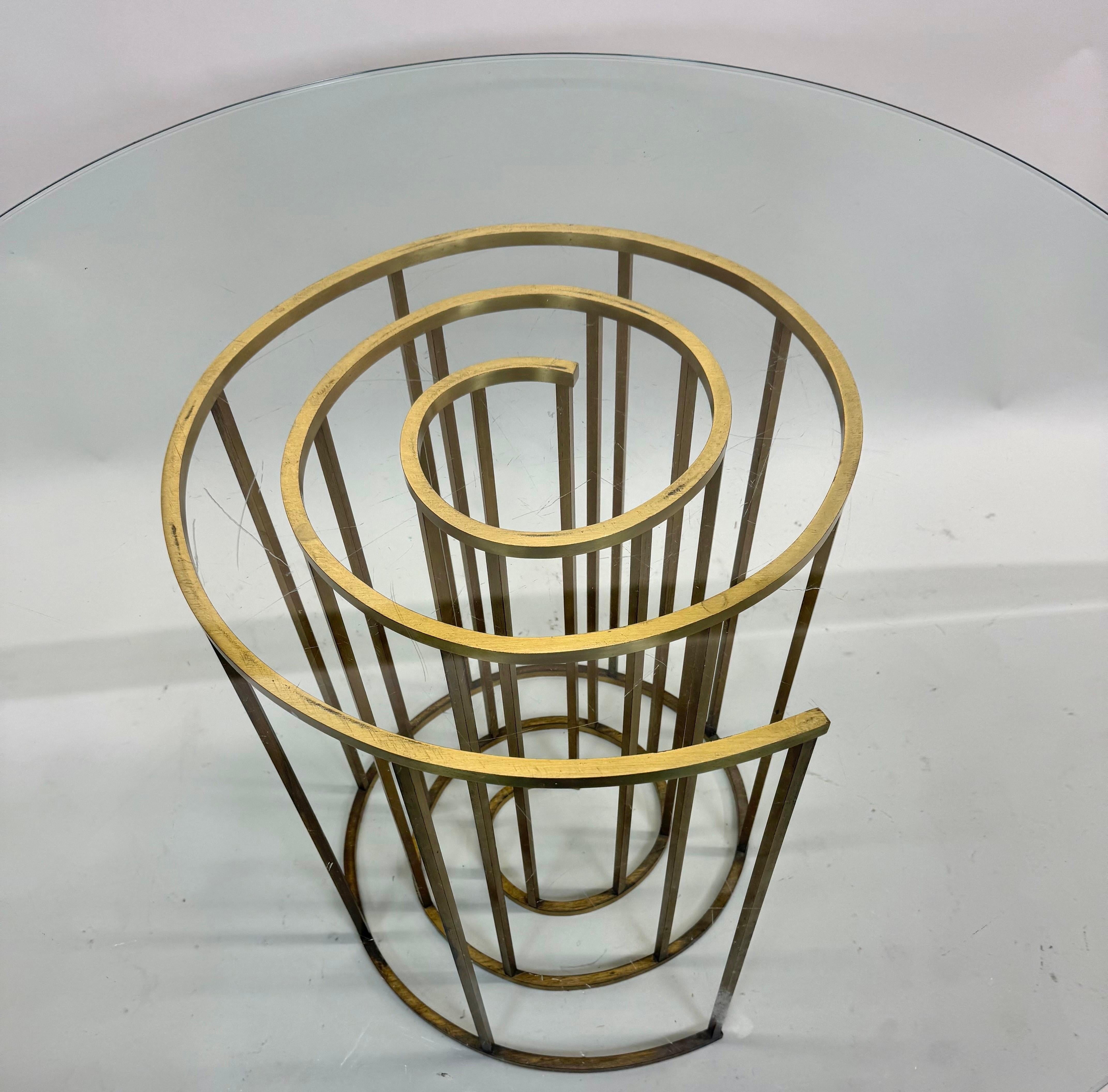 Italian Midcentury Spiral Brass Dining / CenterTable Base, Luciano Frigerio 1970 For Sale 1