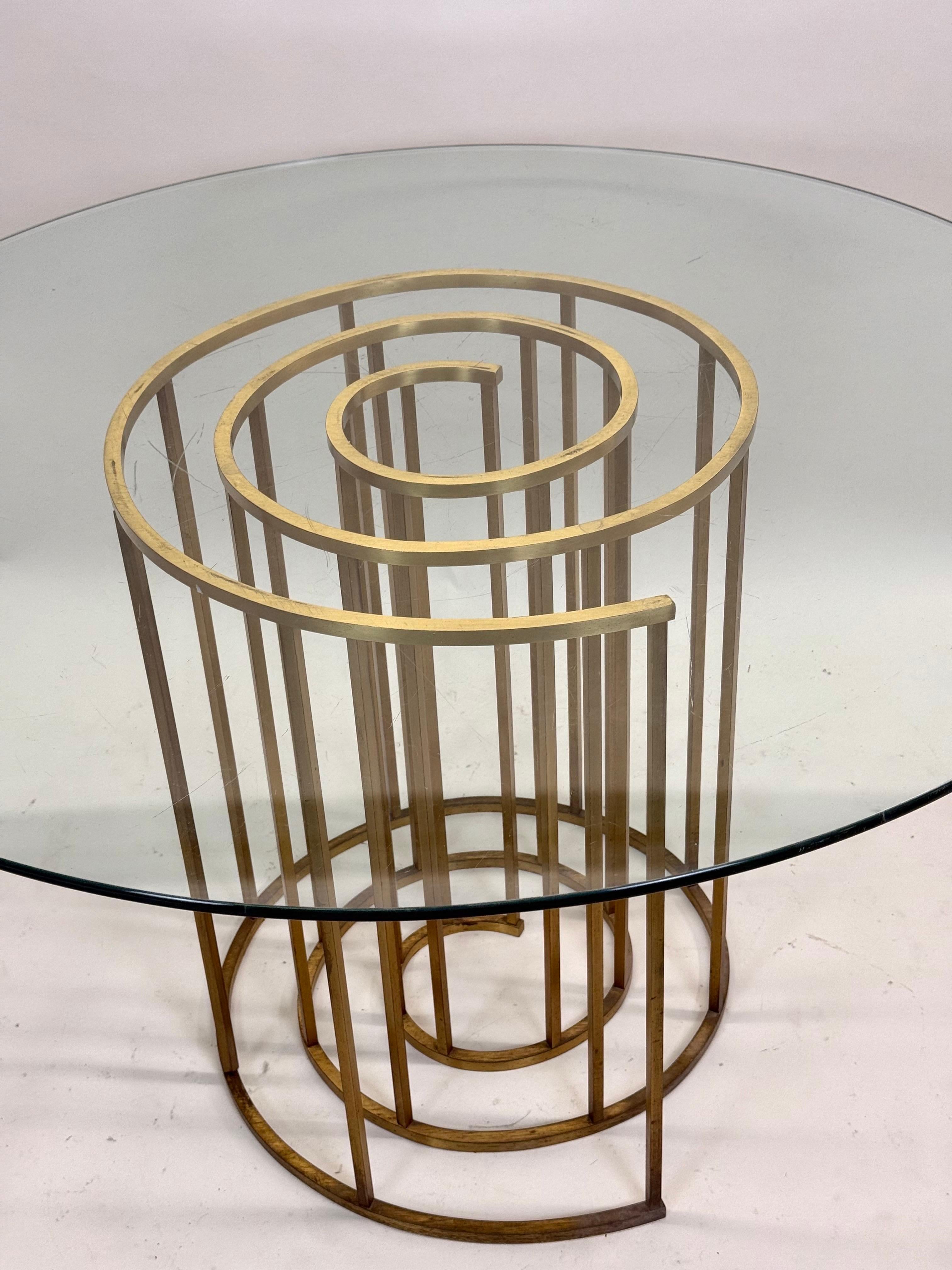 Italian Midcentury Spiral Brass Dining / CenterTable Base, Luciano Frigerio 1970 For Sale 2