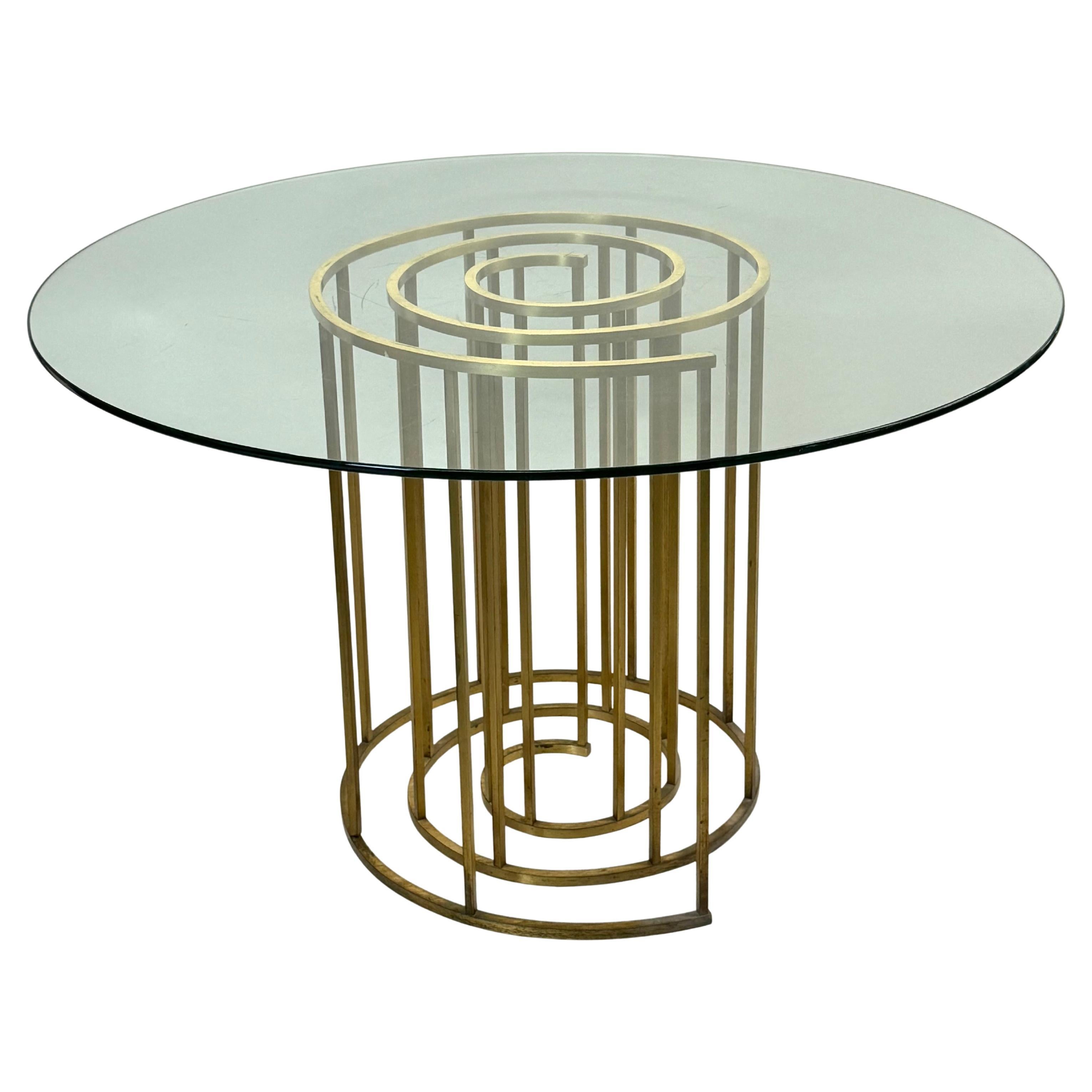 Italian Midcentury Spiral Brass Dining / CenterTable Base, Luciano Frigerio 1970 For Sale
