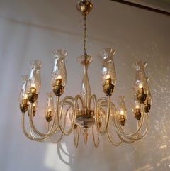 Italian Midcentury Style Murano Venetian Crystal Chandelier