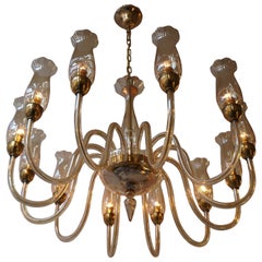 Italian Midcentury Style Murano Venetian Crystal Chandelier