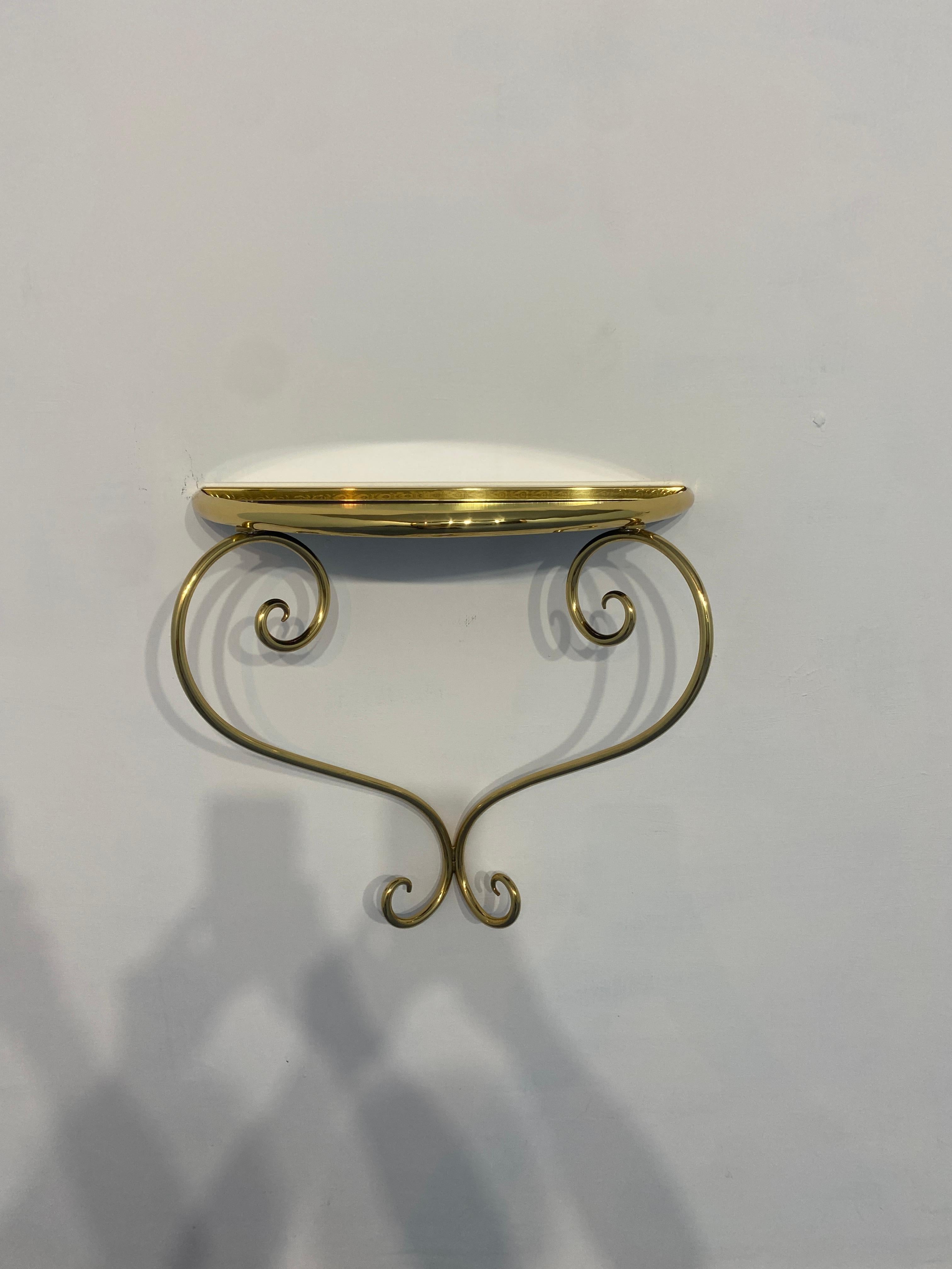 Console in ottone sospesa, comodini, set di due, anni '50 in vendita 11