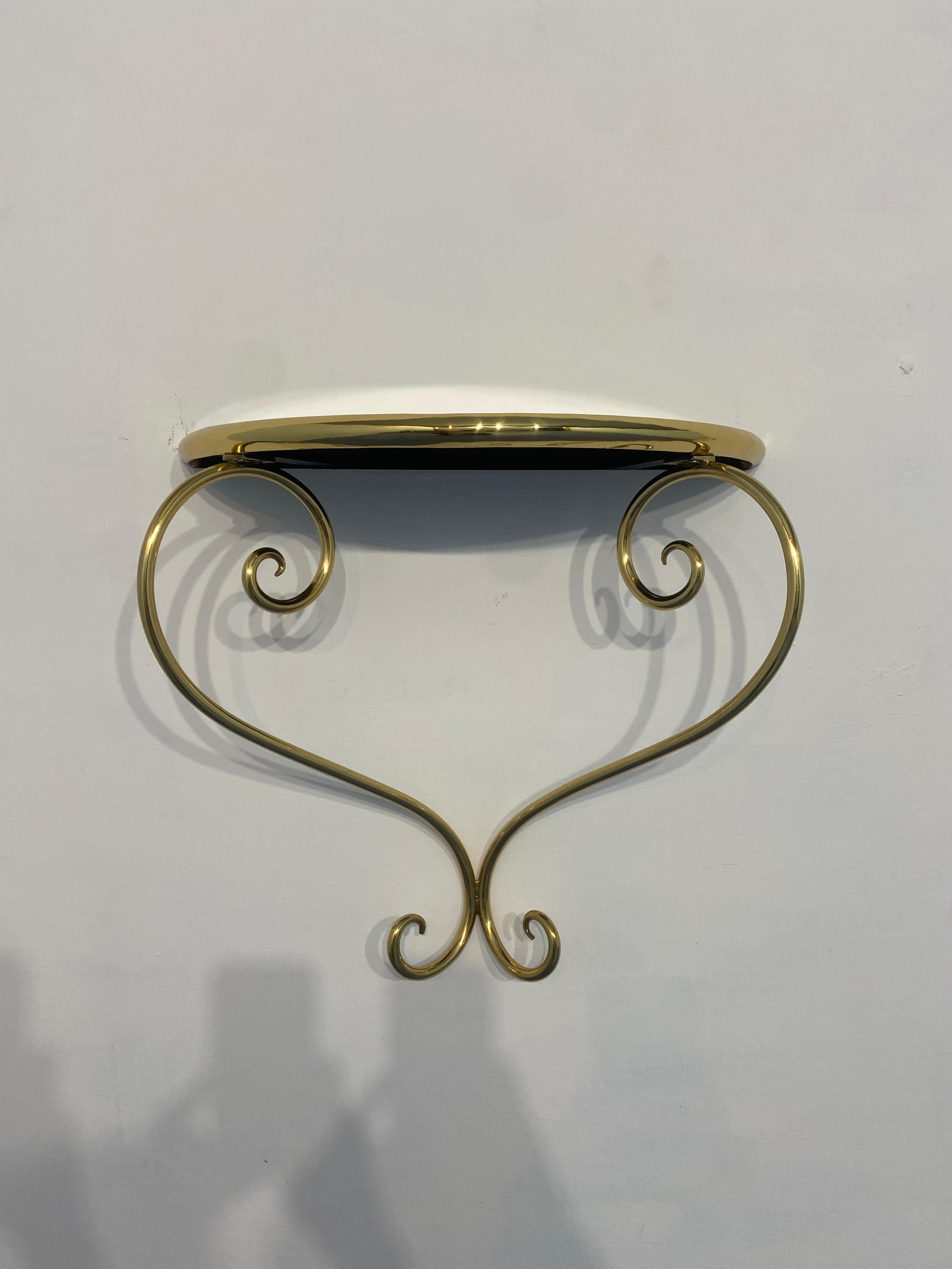Console in ottone sospesa, comodini, set di due, anni '50 in vendita 12