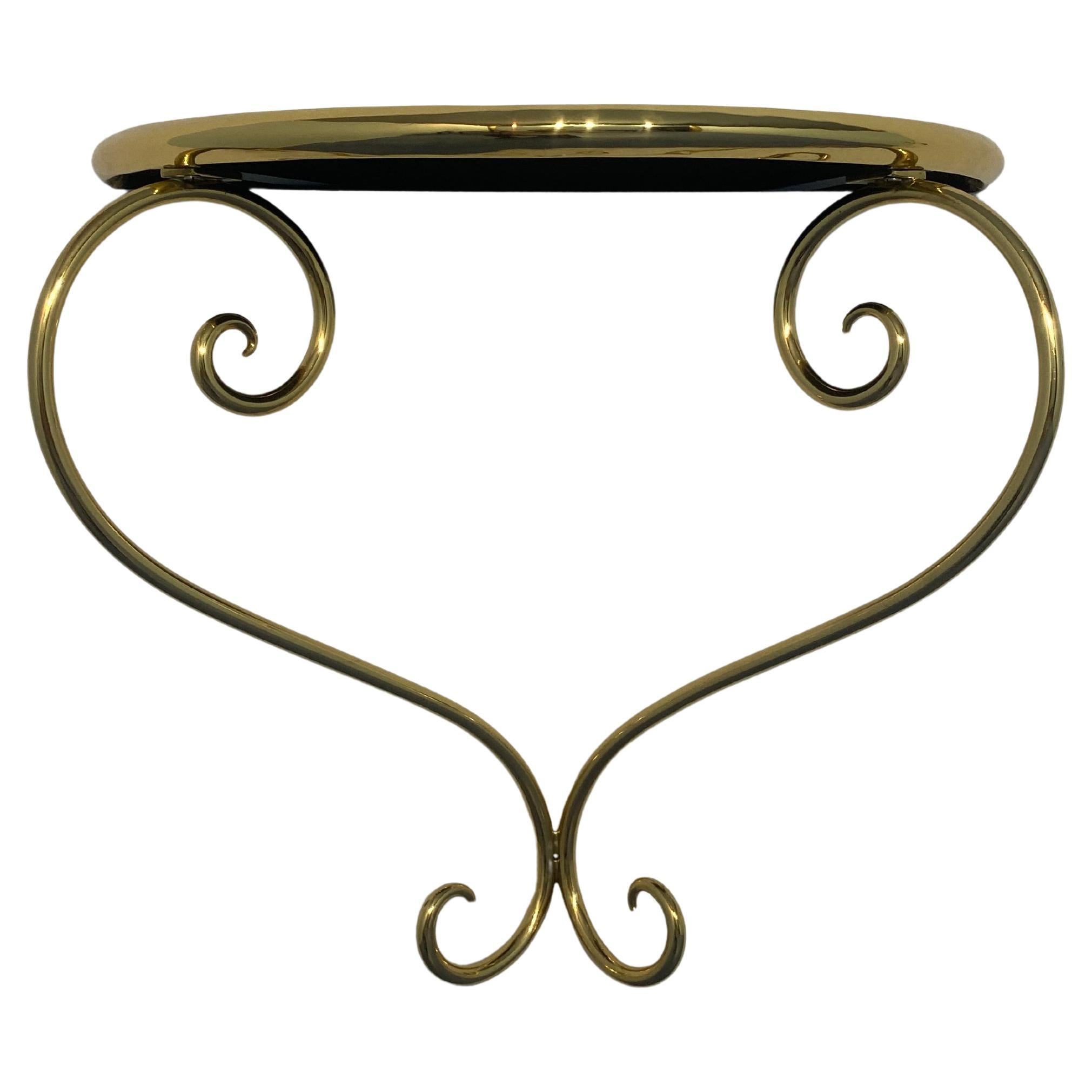 Italian Midcentury Suspended brass Console, Nightstands, Set of two, 1950s