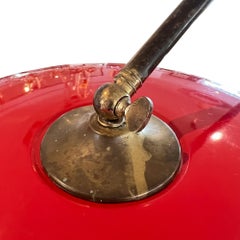 Italian Midcentury Swing Arm Red Floor Lamp