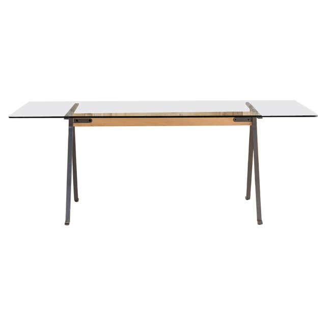 Marko Table Design Jean Prouvé Style Conference Table with Marko Base and Vintage Oak Top ...