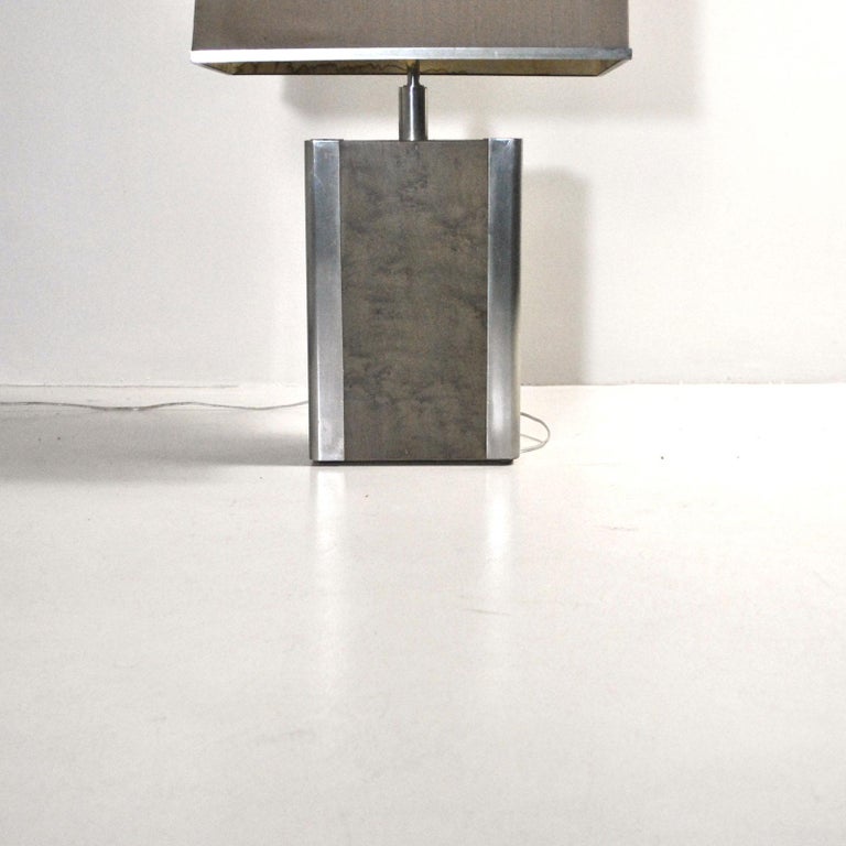 Italian Midcentury Table Lamp in Drawn Wood and Steel from the 1970s ...