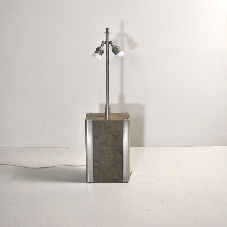 Italian Midcentury Table Lamp in Drawn Wood and Steel from the 1970s ...