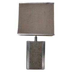 Italian Midcentury Table Lamp in Drawn Wood and Steel from the 1970s