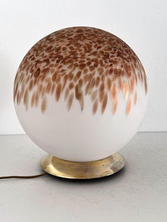 Italian Midcentury Table Lamp with Murano Glass Ball and Copper-Colored Murrine