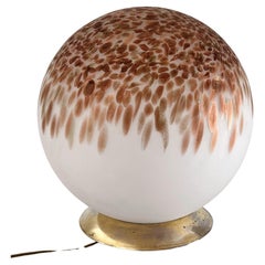 Italian Midcentury Table Lamp with Murano Glass Ball and Copper-Colored Murrine