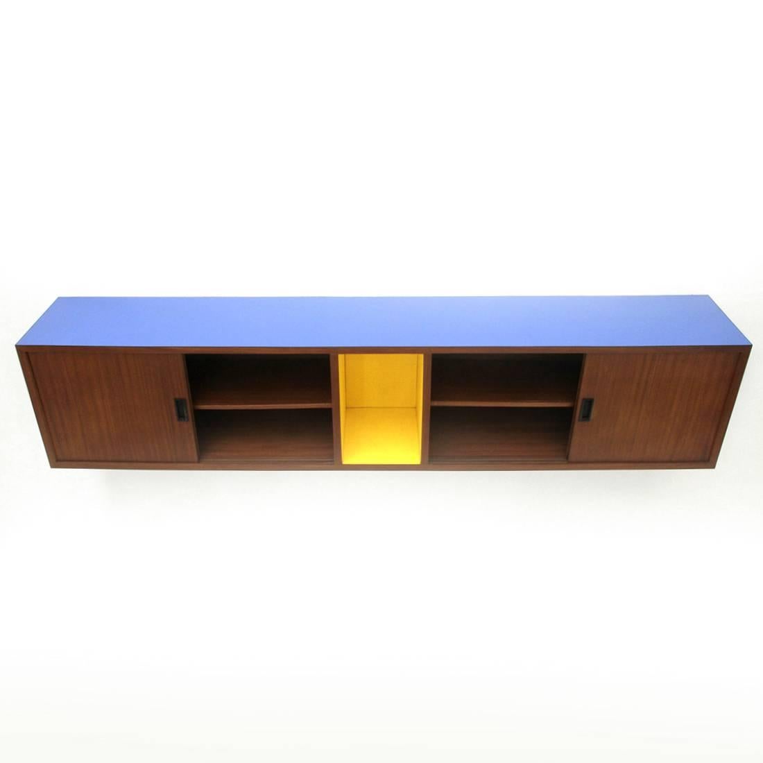 Mid-20th Century Italian Midcentury Teak and Colored Formica Sideboard, 1960s