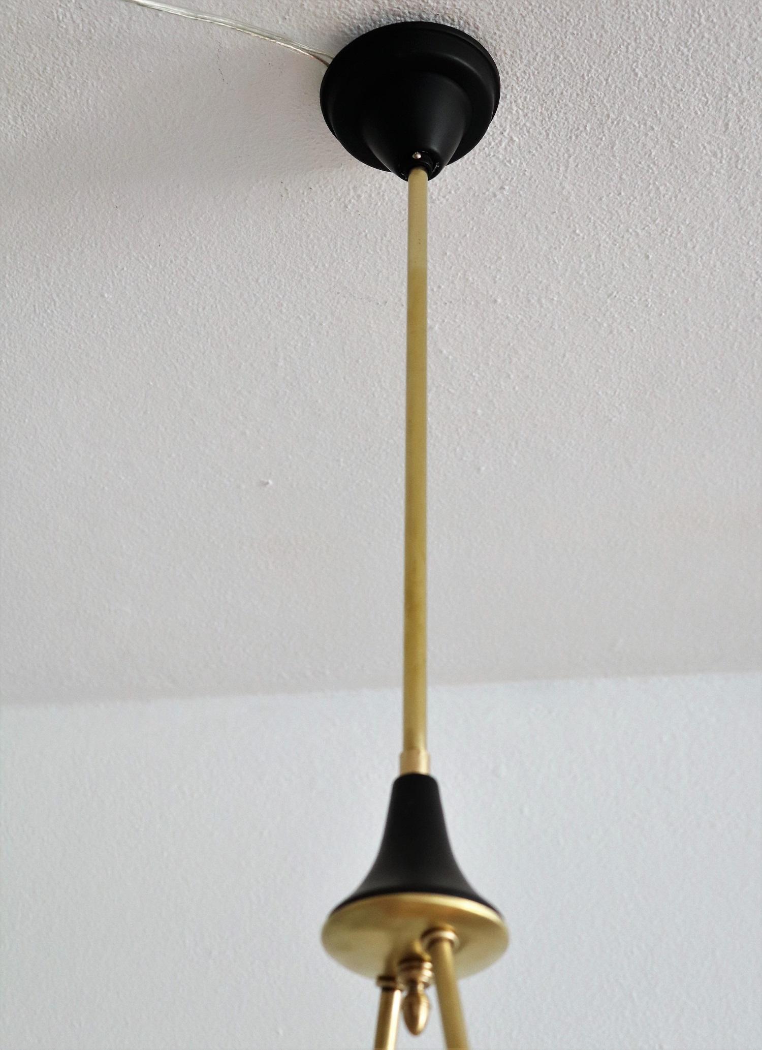 Italian Mid-Century Teak and Glass Chandelier by Sciolari, 1960s For Sale 7