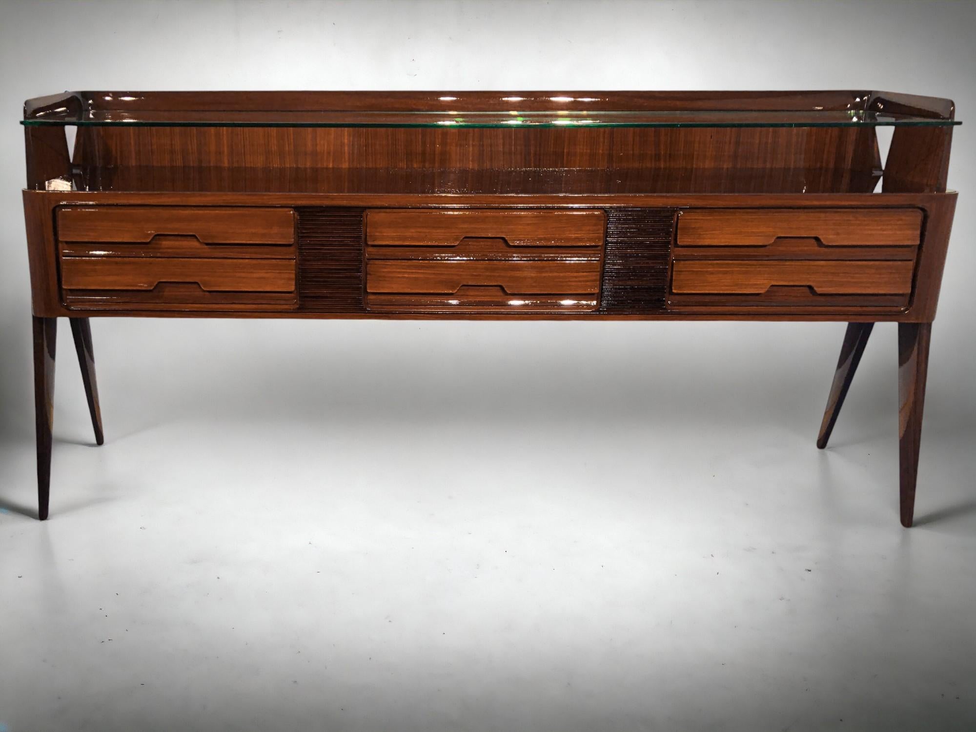 Italian Midcentury Sideboard  or Chest of Drawers by Vittorio Dassi, 1950s For Sale 1