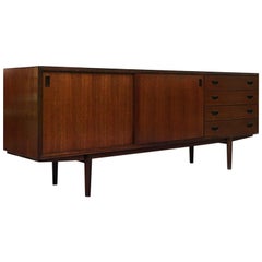 Italian Midcentury Teak Sideboard with Double Sliding Doors and Drawers, 1960s