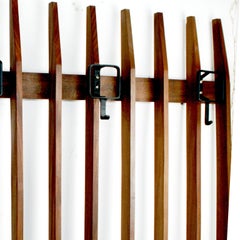 Italian Midcentury Teak Wall Coat Rack or Wardrobe