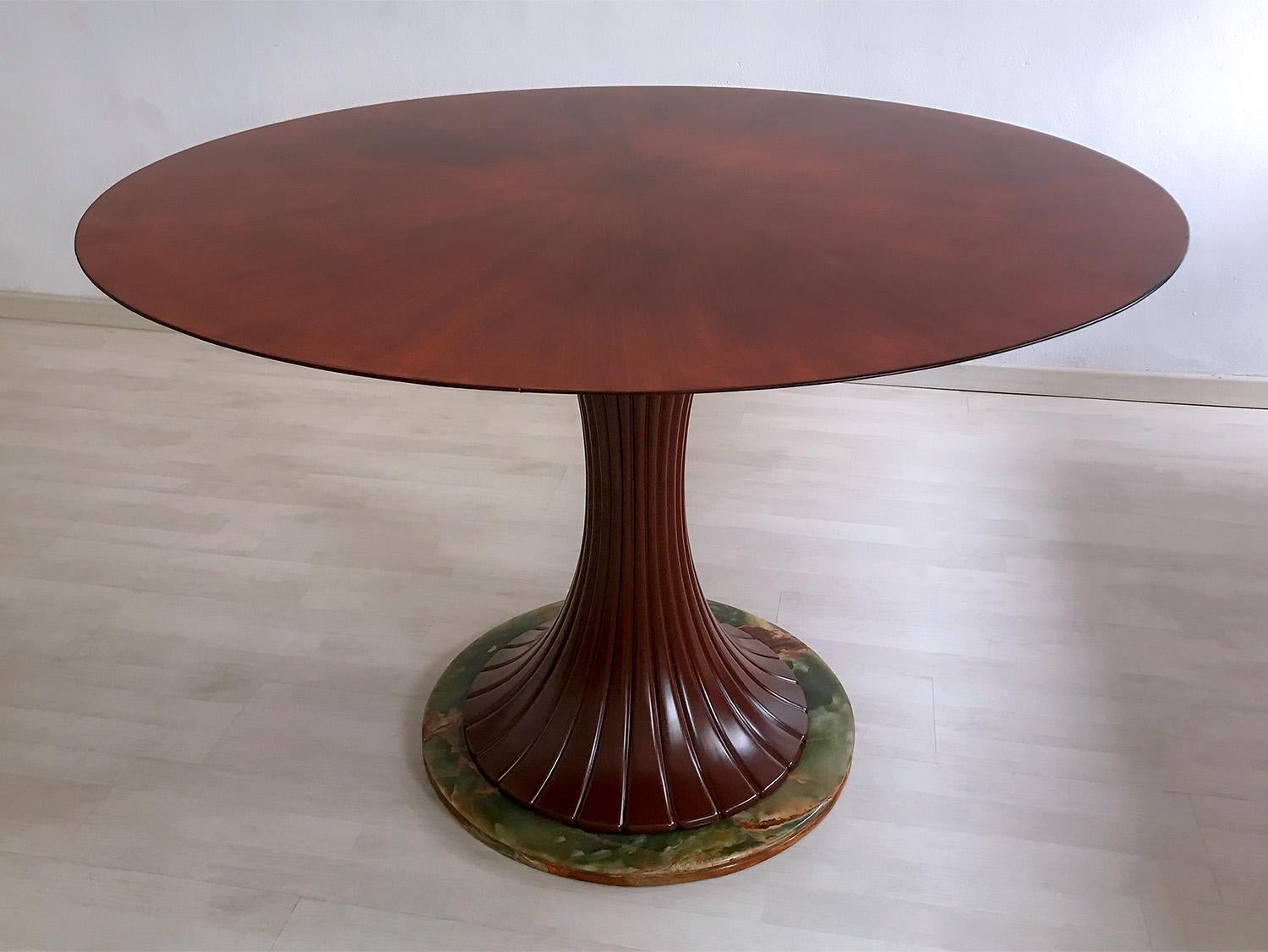 Onyx Table de salle à manger italienne du milieu du siècle en bois de teck, Vittorio Dassi, années 1950 en vente