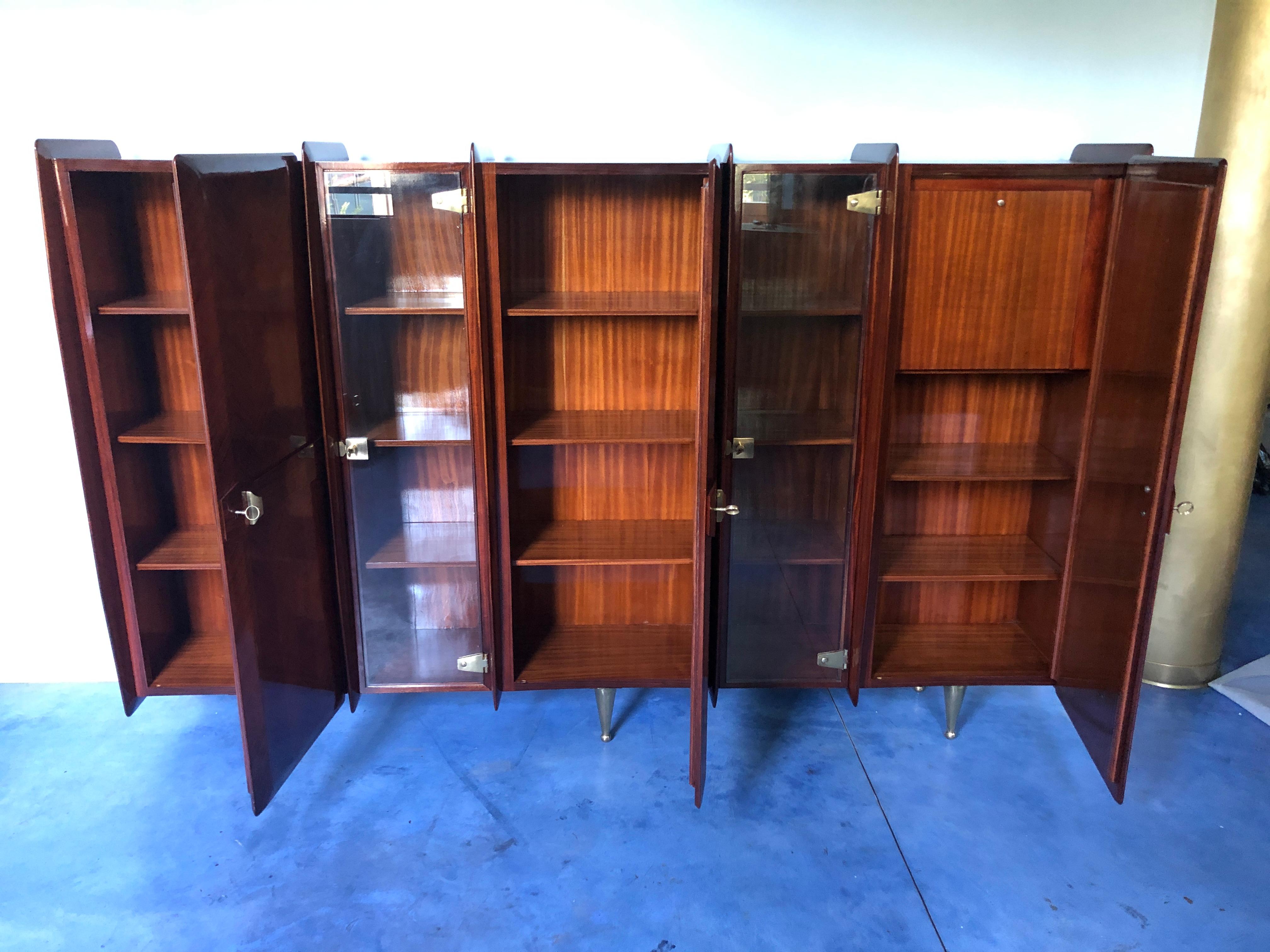 Italian Midcentury Teakwood Sideboard or Bookcase by Vittorio Dassi, 1950s 12