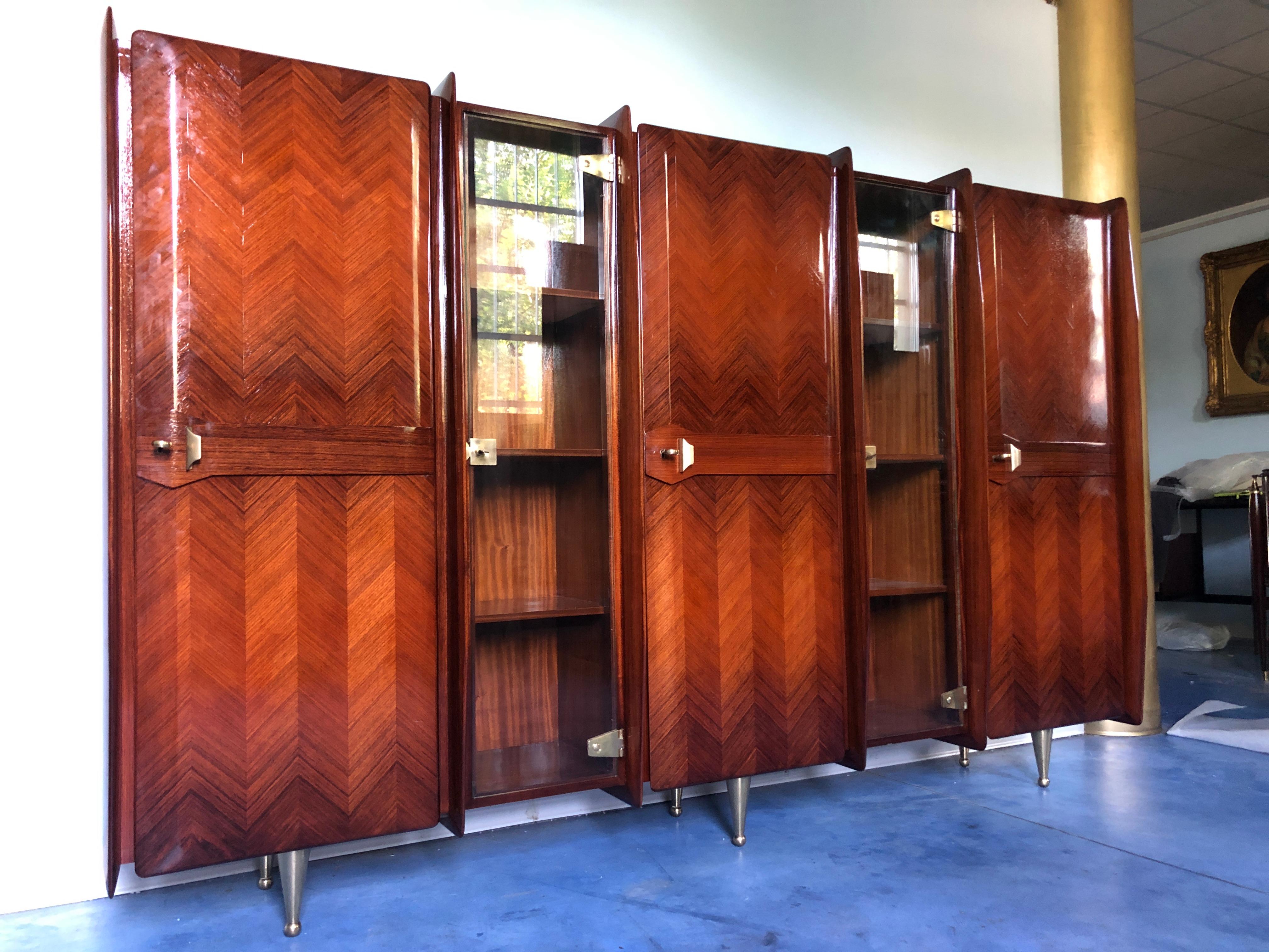 Italian Midcentury Teakwood Sideboard or Bookcase by Vittorio Dassi, 1950s In Good Condition In Traversetolo, IT