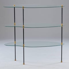 Italian Midcentury Three Tier Glass Etagere