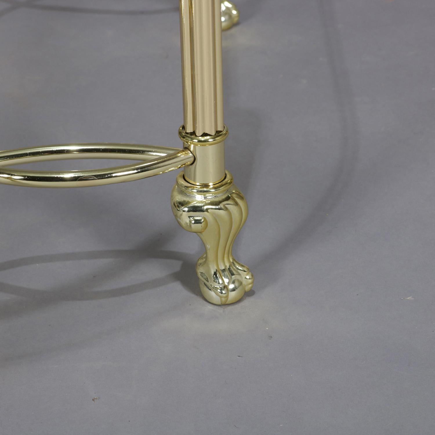 Italian Midcentury Transitional Paw Foot Brass and Glass Console Table 5