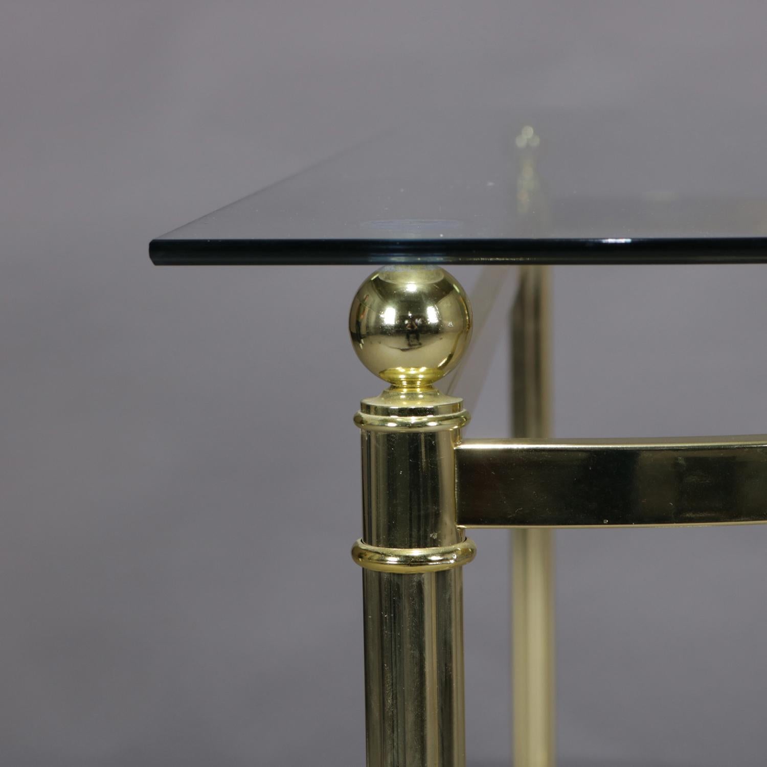 Italian Midcentury Transitional Paw Foot Brass and Glass Console Table 6