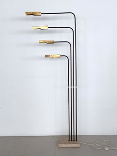 Italian Midcentury Travertine and Brass Floor Lamp by Goffredo Reggiani, 1960s