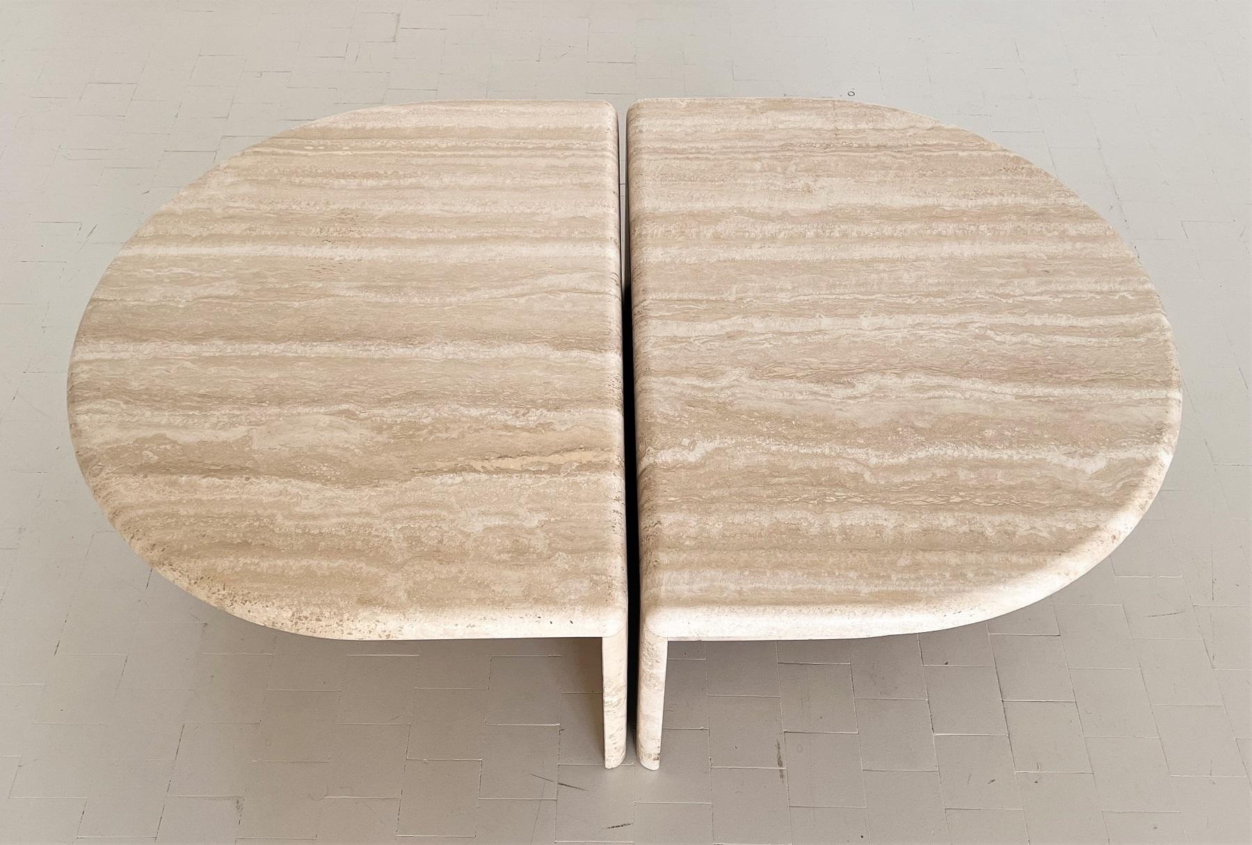 Italian Midcentury Travertine Marble Coffee Table of Two Pieces, 1970s 7