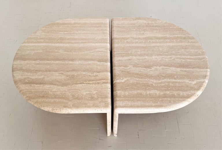 Italian Midcentury Travertine Marble Coffee Table of Two Pieces, 1970s