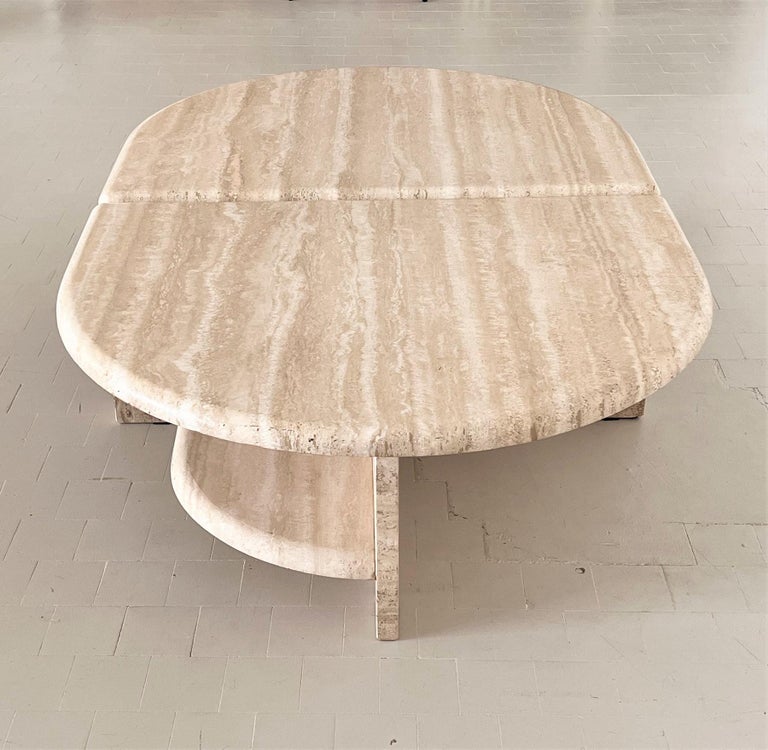 Italian Midcentury Travertine Marble Coffee Table of Two Pieces, 1970s For Sale 10