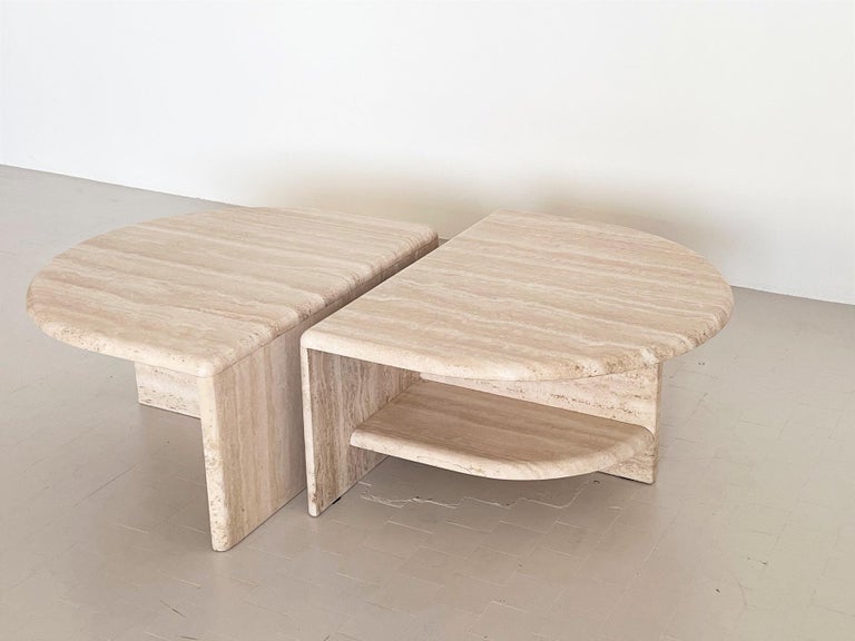 Italian Midcentury Travertine Marble Coffee Table of Two Pieces, 1970s For Sale 2