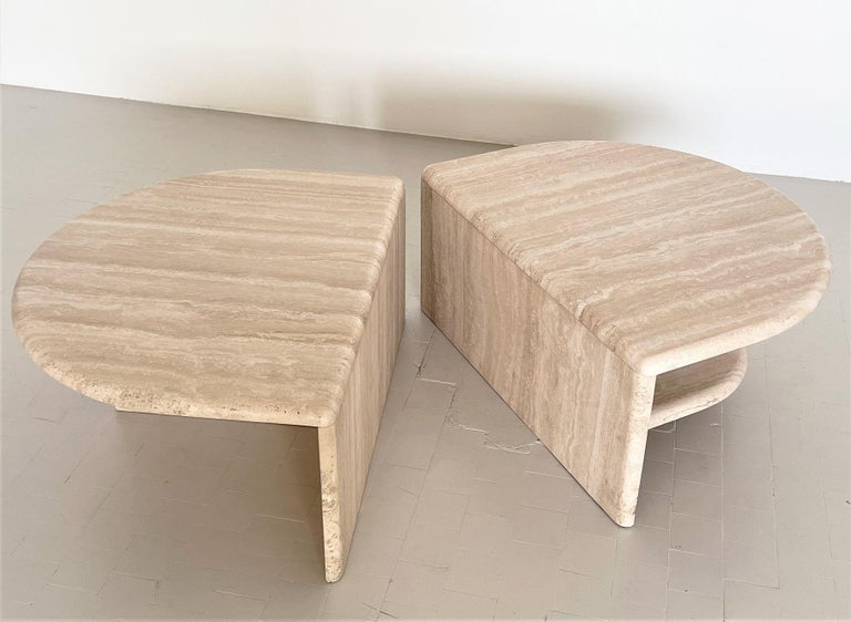 Italian Midcentury Travertine Marble Coffee Table of Two Pieces, 1970s For Sale 3
