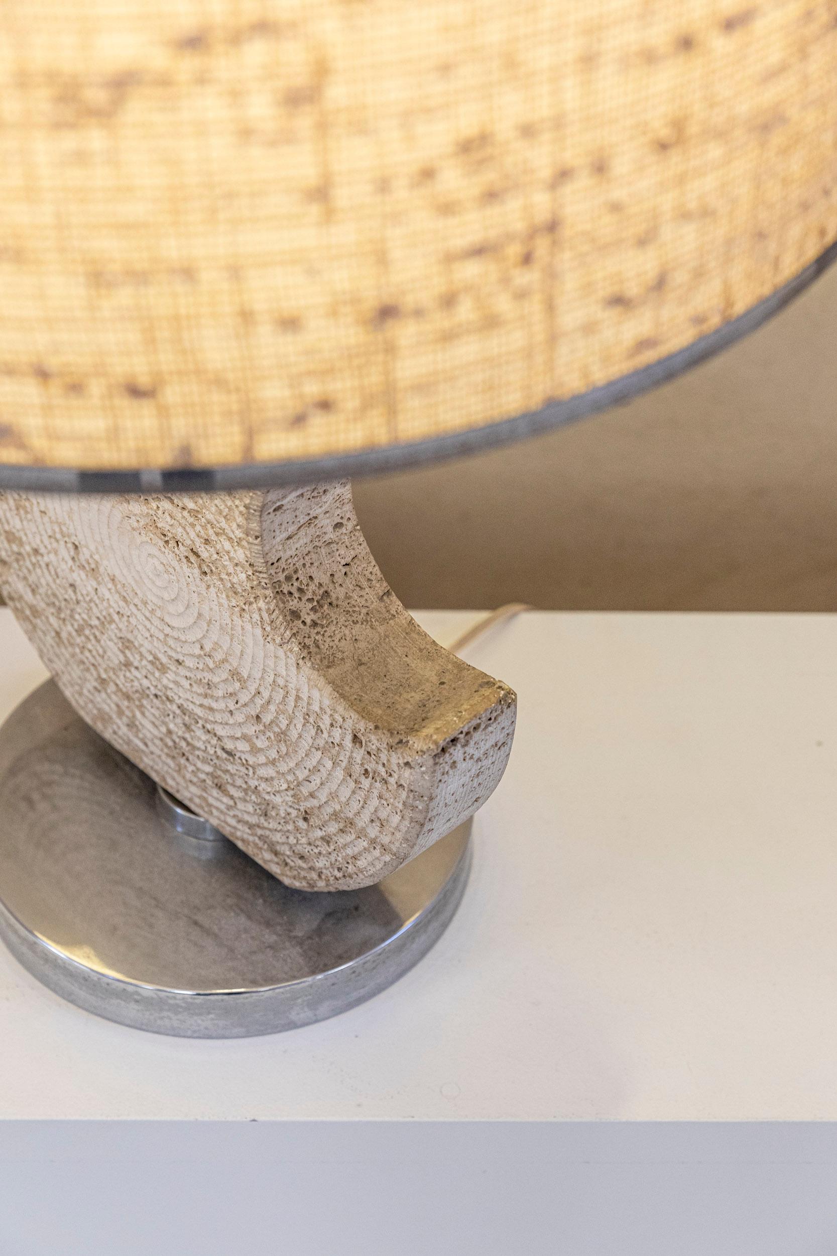 Italian Midcentury Travertine Table Lamp 4