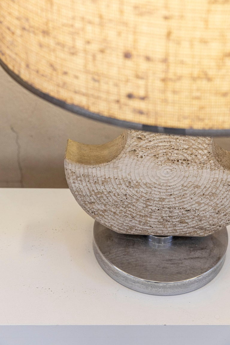 Italian Midcentury Travertine Table Lamp For Sale at 1stDibs