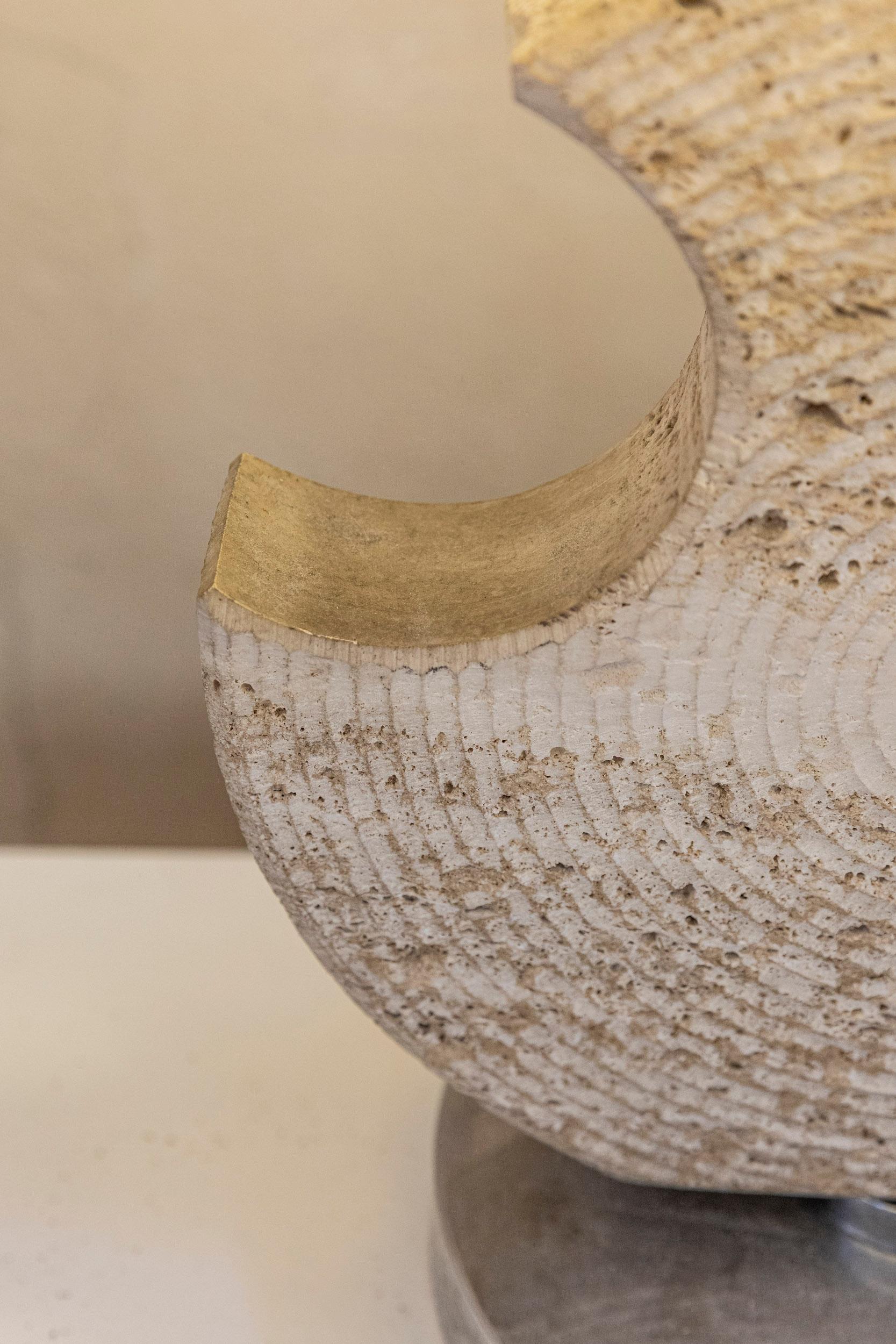 Italian Midcentury Travertine Table Lamp 6