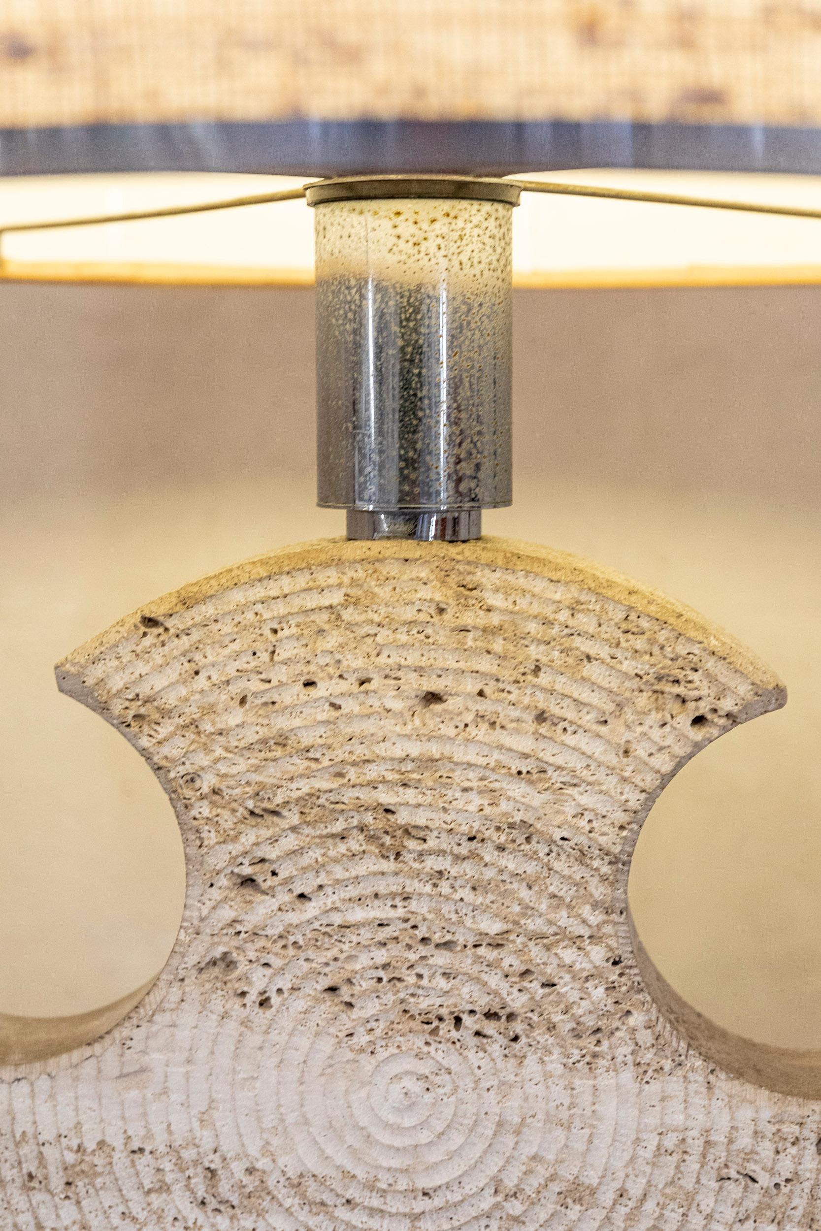 Italian Midcentury Travertine Table Lamp 8