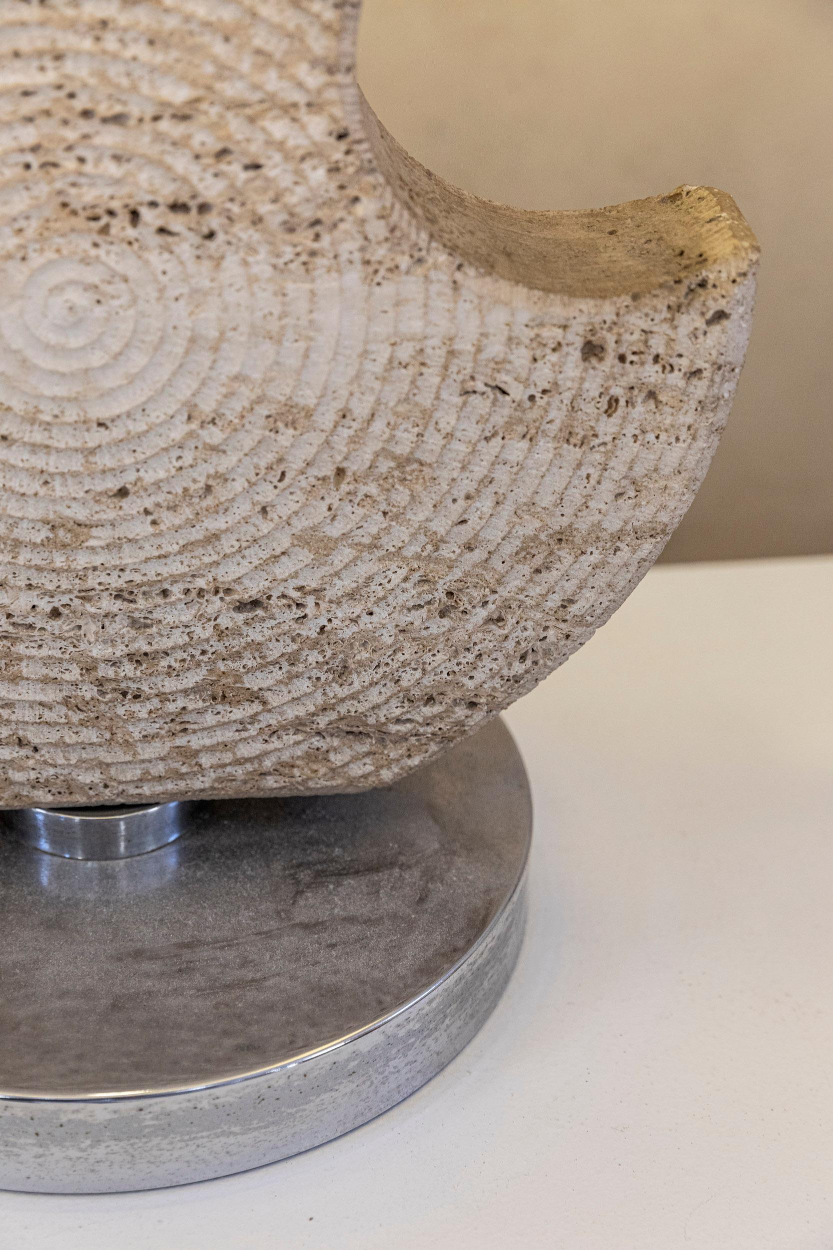 Italian Midcentury Travertine Table Lamp 9