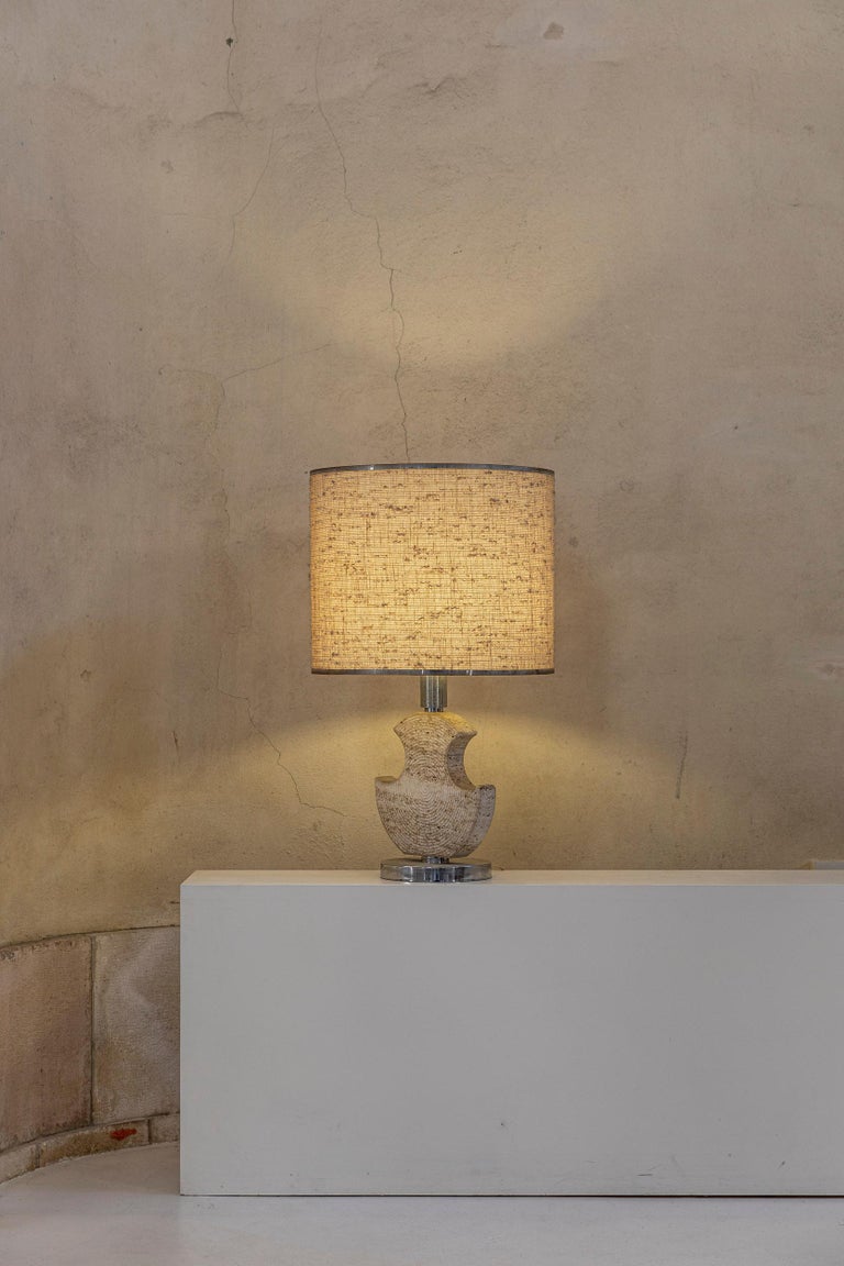 Mid-Century Modern Italian Midcentury Travertine Table Lamp For Sale