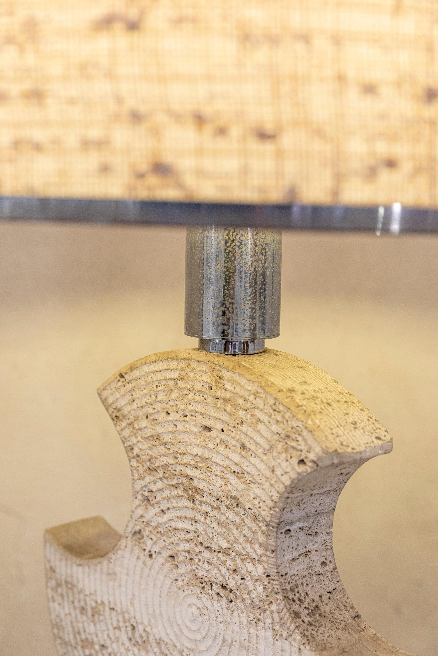 Late 20th Century Italian Midcentury Travertine Table Lamp