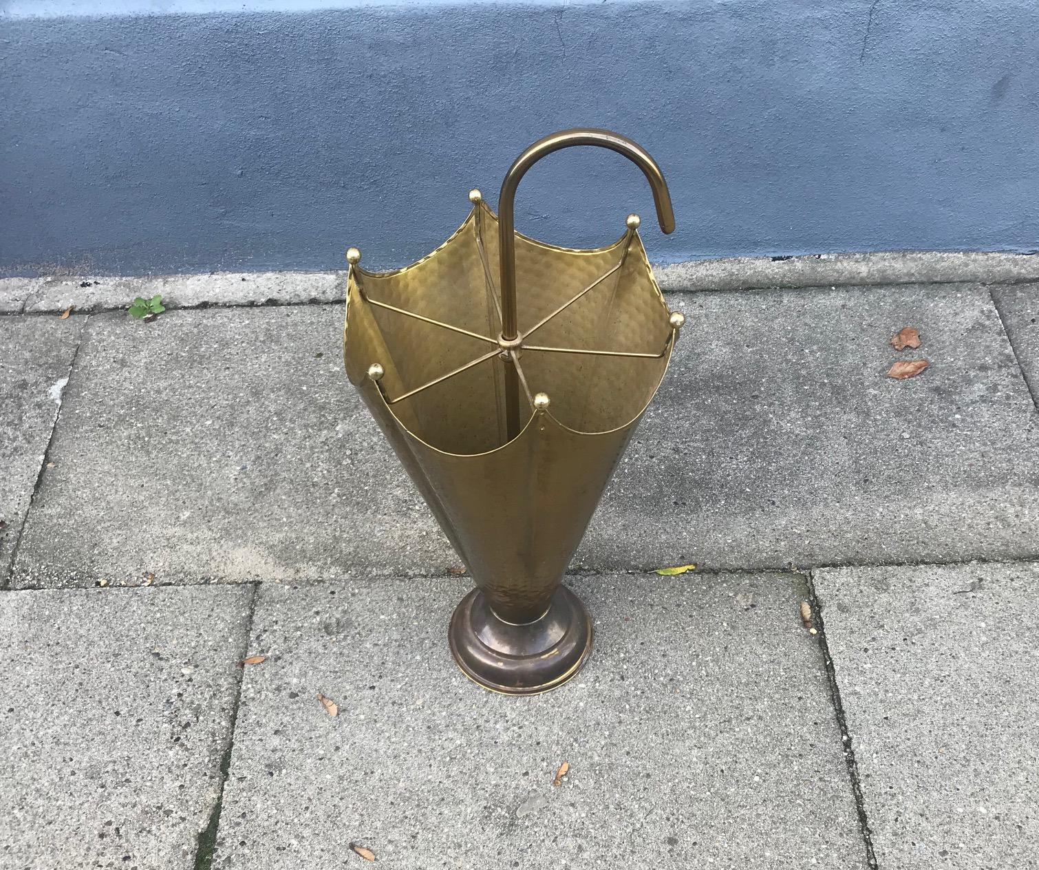 Italian Midcentury Umbrella Stand in Brass, 1950s In Good Condition In Esbjerg, DK