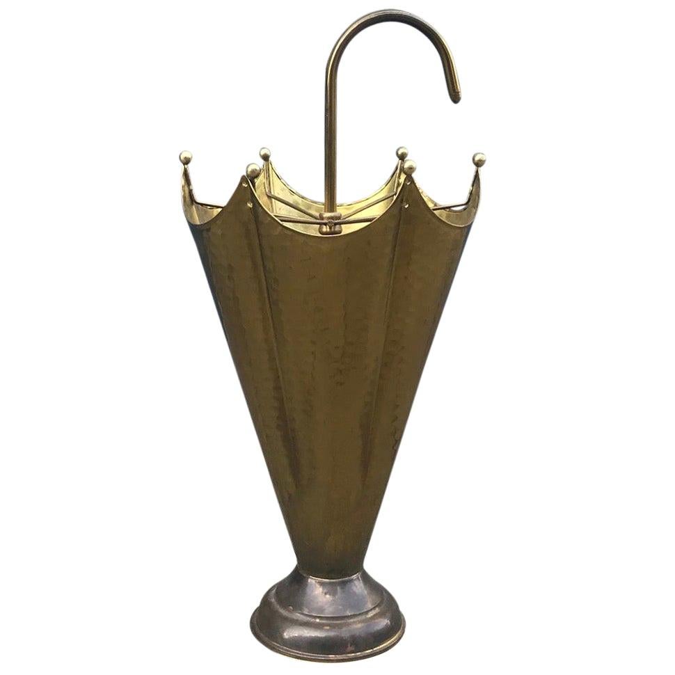 Whimsical 1950s Italian Hammered Brass Umbrella Stand / Holder at 1stDibs