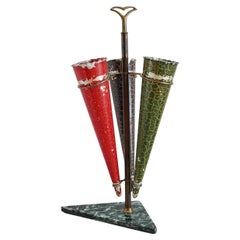 Italian Midcentury Umbrella Stand in Brass and Marble, 1950s