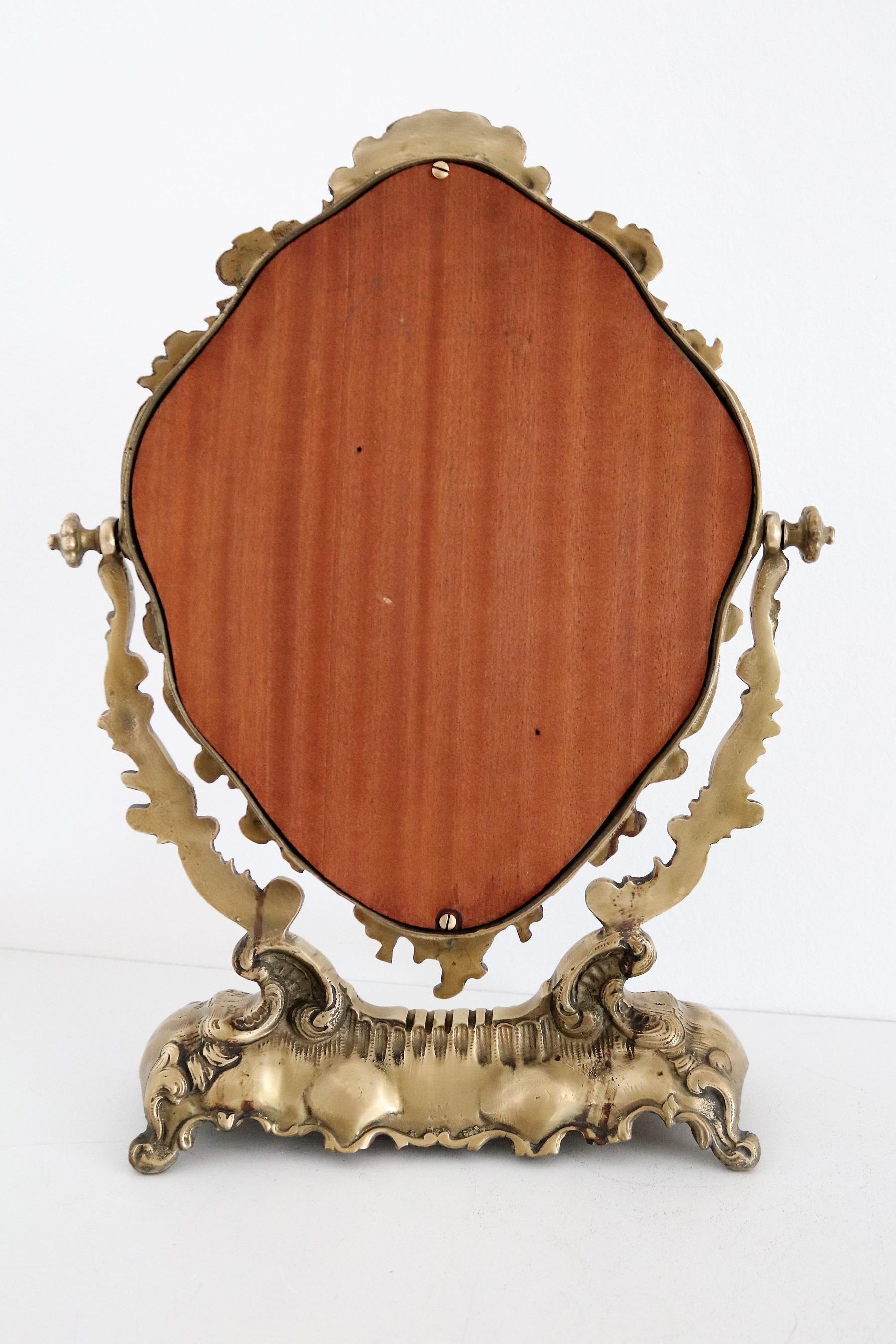 Italian Midcentury Vanity Dressing Table Mirror in Bronze with Angels, 1970s For Sale 8