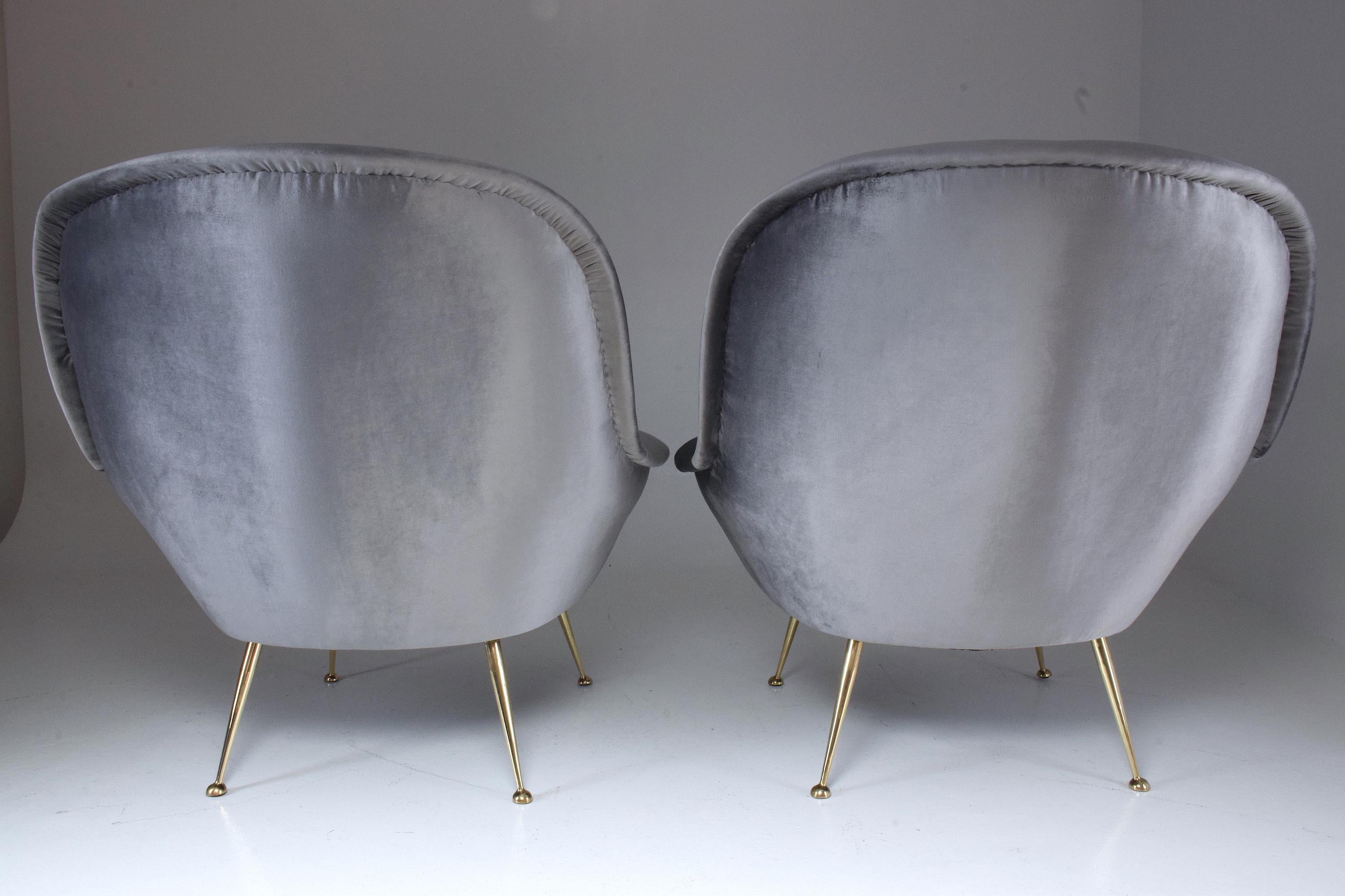Italian Midcentury Velvet Armchairs Set by ISA Bergamo, 1950s 5