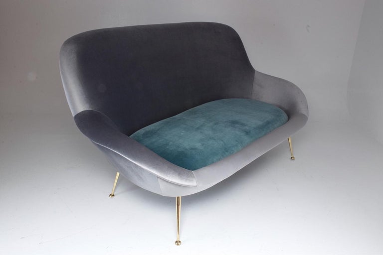 Mid-Century Modern Italian Midcentury Velvet Sofa by ISA Bergamo, 1950s For Sale