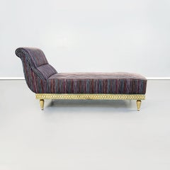Italian Midcentury Venetian Style Chaise Longue with Missoni Striped Fabric 1950