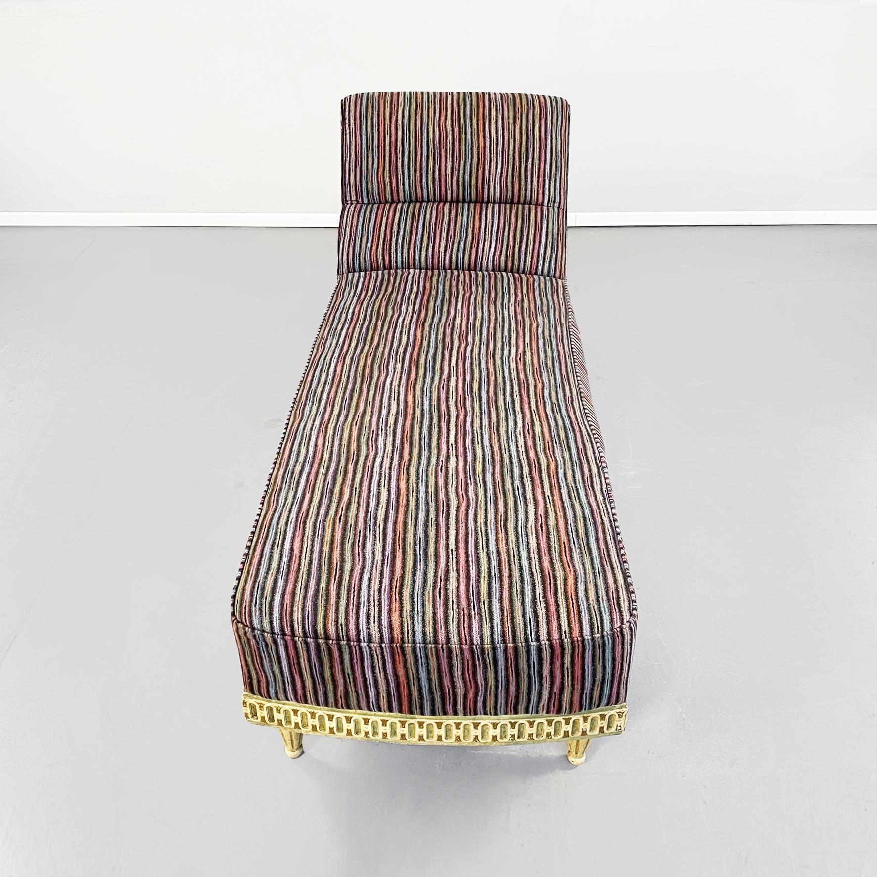 Mid-20th Century Italian Midcentury Venetian Style Chaise Longue with Missoni Striped Fabric, 1950 For Sale